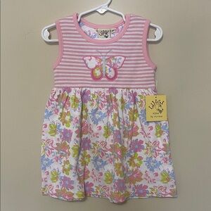 NWT- Boutique Pink Striped and floral Butterfly Dress -2T